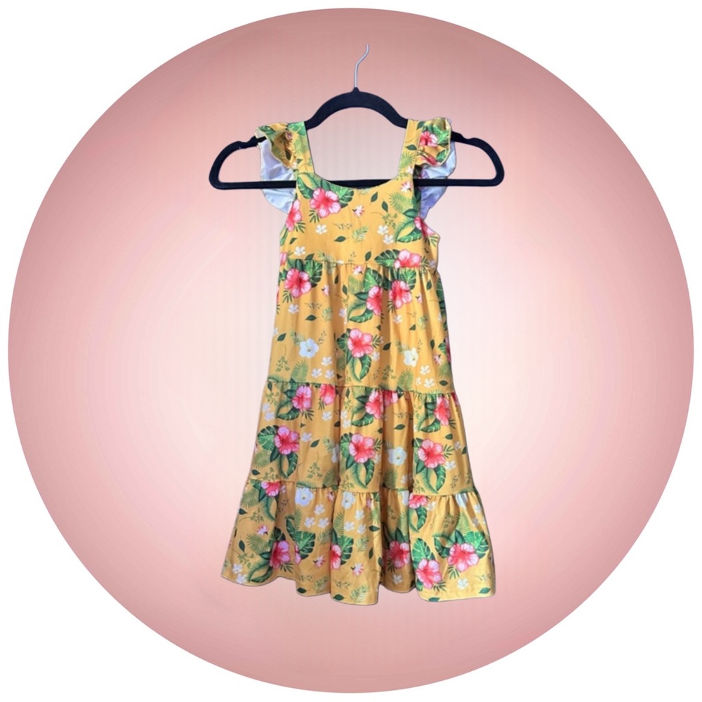 Yellow Flower Dress Girls Size 5/6